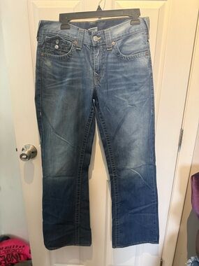 True Religion Jeans Mens 32x33 Blue Billy Boot Leg Contrast Stitch